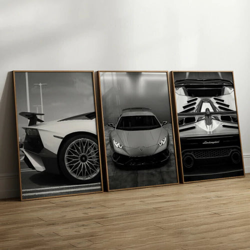 Kit 3 Quadros Decorativos Carros e Motos Lamborghini