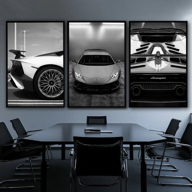 Kit 3 Quadros Decorativos Carros e Motos Lamborghini
