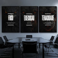 Kit 3 Quadros Decorativos Motivacional Foco Execução Tenacidade (Animais)
