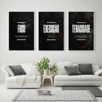 Kit 3 Quadros Decorativos Motivacional Foco Execução Tenacidade (Animais)