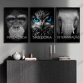 Kit 3 Quadros Decorativos Motivacionais Sabedoria Inteligência Determinação