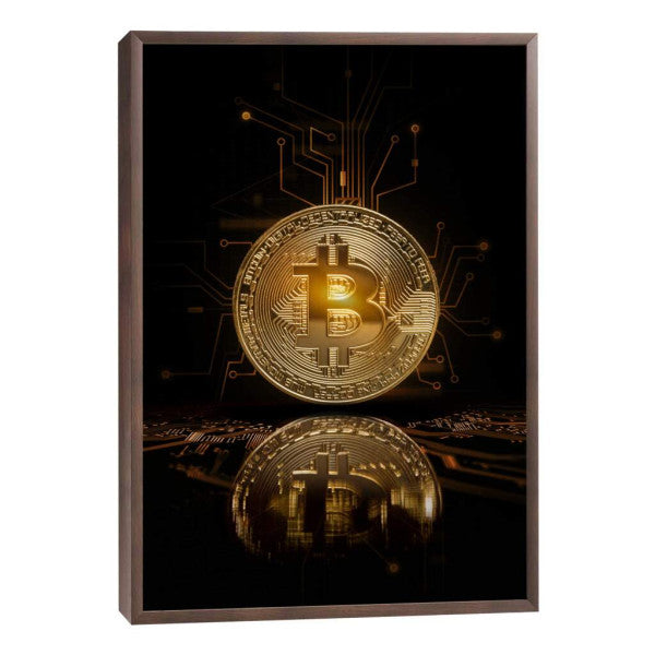 Quadro Decorativo: Bitcoin Dourado - Energia e Futurismo