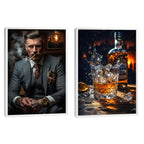 Quadro Decorativo Sofisticado 'Homem e Whisky' - Arte para Elegância do Seu Lar