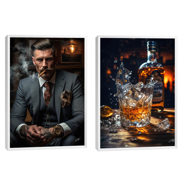 Quadro Decorativo Sofisticado 'Homem e Whisky' - Arte para Elegância do Seu Lar