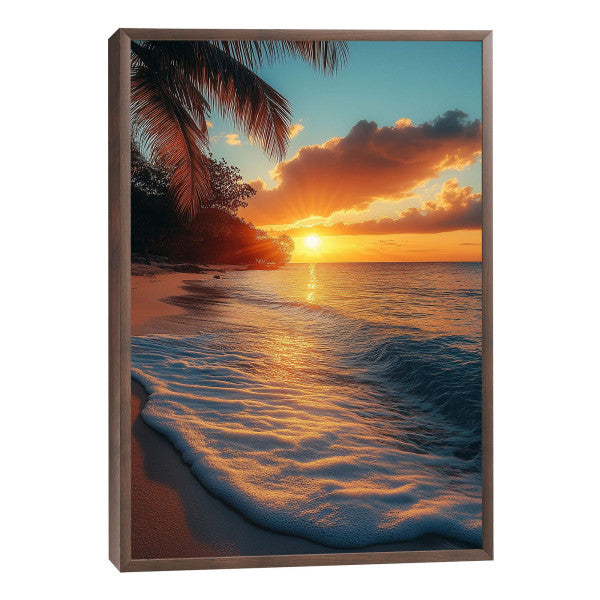 Quadro Decorativo Paisagem Tropical ao Pôr do Sol