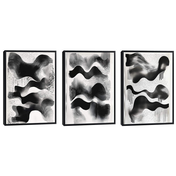 Quadro Decorativo Abstração Geométrica em Preto e Branco