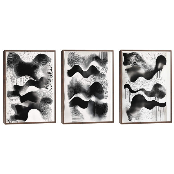 Quadro Decorativo Abstração Geométrica em Preto e Branco