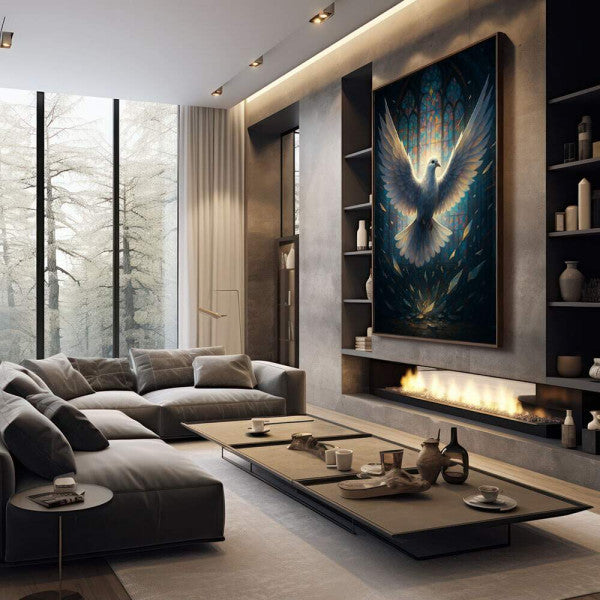 Quadro Decorativo Pomba da Liberdade Celestial