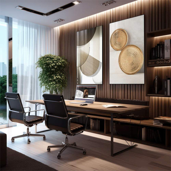 Quadro Decorativo Reflexos Dourados - Suprema Elegância