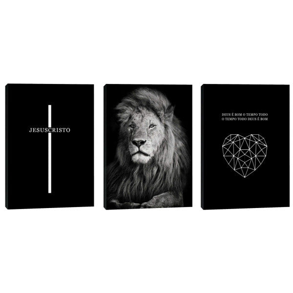 Quadro Decorativo Leão Majestoso: Transcenda com Fé