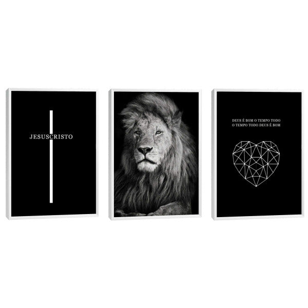 Quadro Decorativo Leão Majestoso: Transcenda com Fé