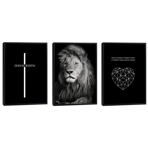Quadro Decorativo Leão Majestoso: Transcenda com Fé