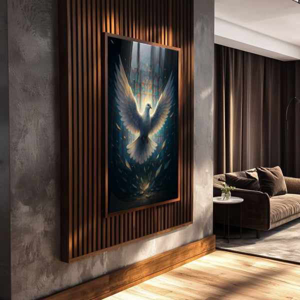 Quadro Decorativo Pomba da Liberdade Celestial