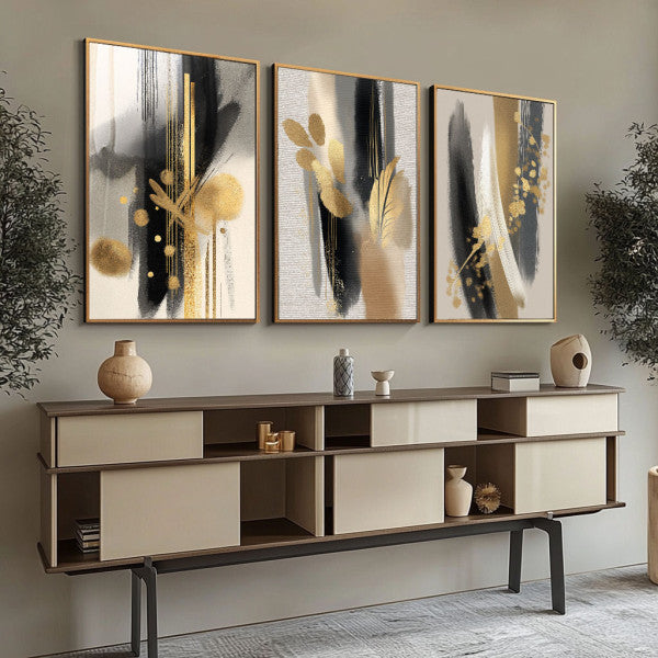 Quadro Decorativo Abstrato Luxo 3 Painéis