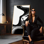 Quadro Decorativo Fluxo Preto e Branco