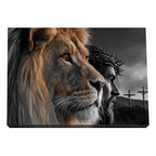 Quadro Decorativo Majestade: Leão e Jesus