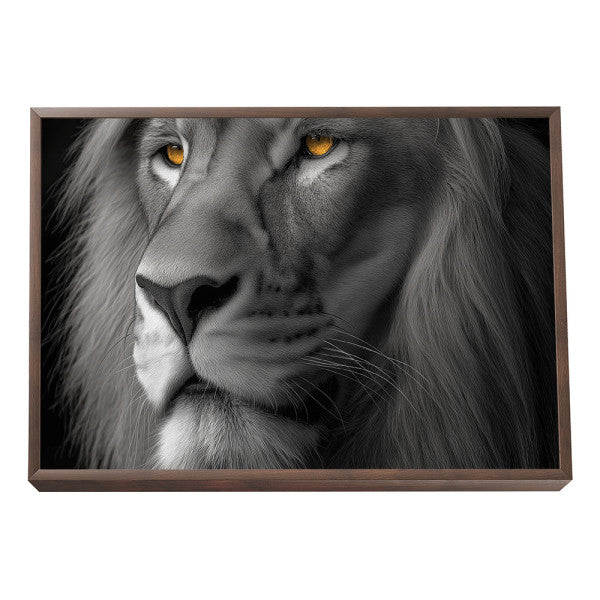 Quadro Decorativo - Leão em Preto e Branco