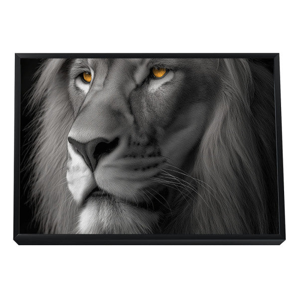 Quadro Decorativo - Leão em Preto e Branco