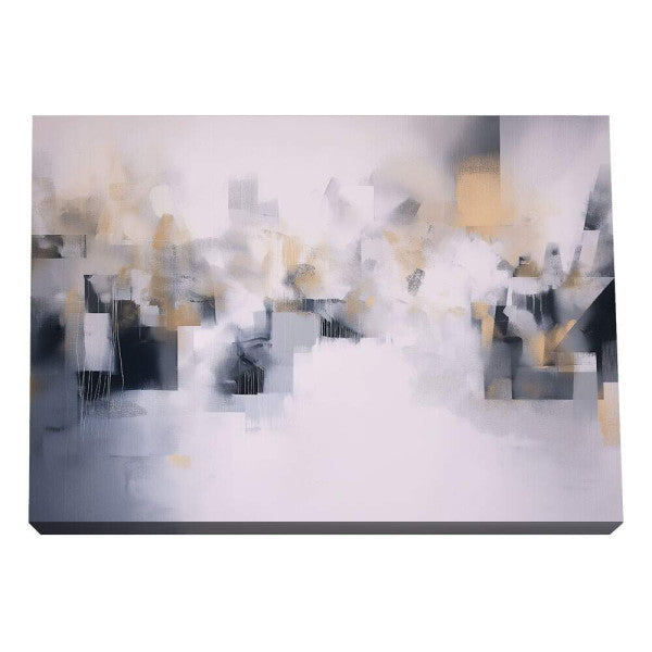 Quadro Decorativo Abstrato Azul e Dourado
