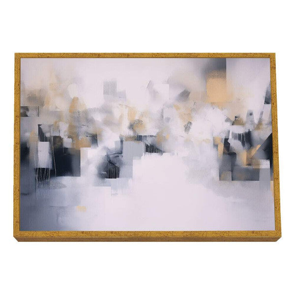 Quadro Decorativo Abstrato Azul e Dourado