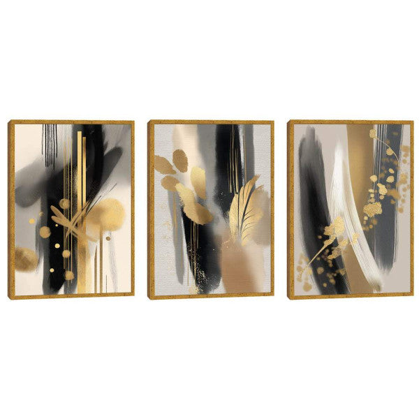 Quadro Decorativo Abstrato Luxo 3 Painéis