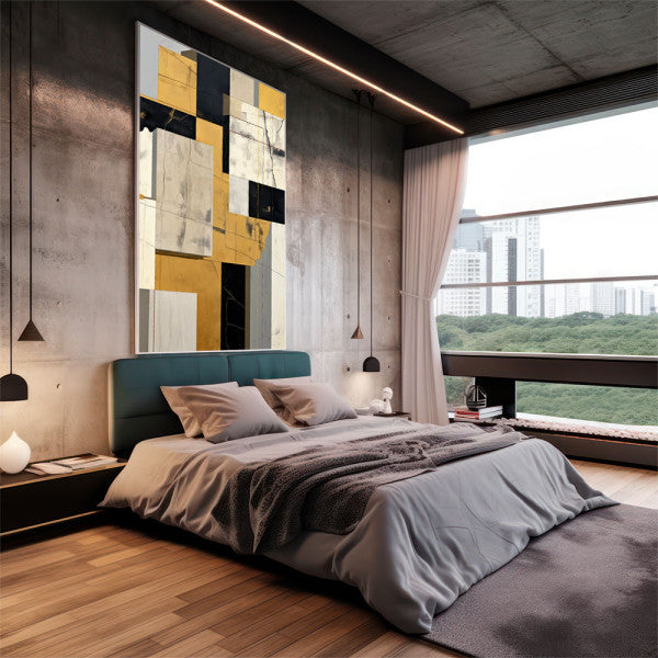 Quadro Decorativo Minimalista Dourado e Preto