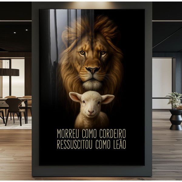Quadro Decorativo Leão e Cordeiro