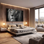 Quadro Decorativo - Leão em Preto e Branco