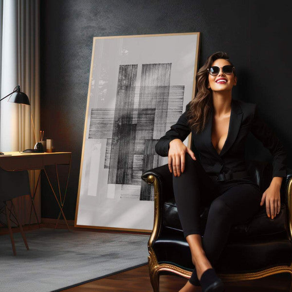 Quadro Decorativo: Elegância Geométrica Preto e Branco