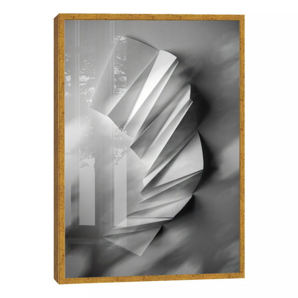 Quadro Decorativo: Elegância de Origami em Tons de Cinza