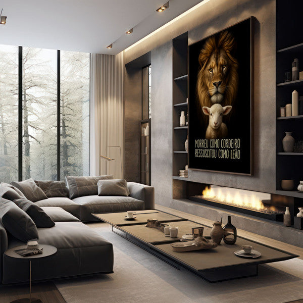 Quadro Decorativo Leão e Cordeiro