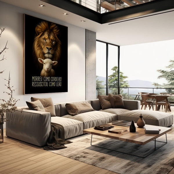 Quadro Decorativo Leão e Cordeiro