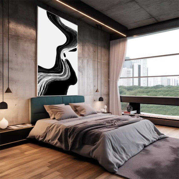 Quadro Decorativo Fluxo Preto e Branco