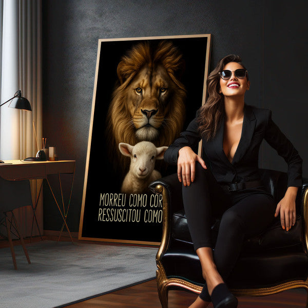 Quadro Decorativo Leão e Cordeiro