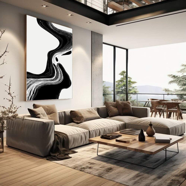 Quadro Decorativo Fluxo Preto e Branco