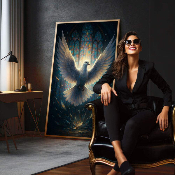 Quadro Decorativo Pomba da Liberdade Celestial