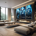 Quadro Decorativo Motivacional Foco, Disciplina e Execução - Azul Vibrante