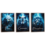 Quadro Decorativo Motivacional Foco, Disciplina e Execução - Azul Vibrante