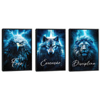 Quadro Decorativo Motivacional Foco, Disciplina e Execução - Azul Vibrante