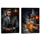 Quadro Decorativo Sofisticado 'Homem e Whisky' - Arte para Elegância do Seu Lar