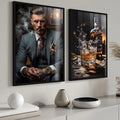 Quadro Decorativo Sofisticado 'Homem e Whisky' - Arte para Elegância do Seu Lar