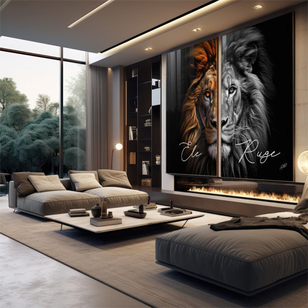 Quadro Decorativo Duo Leão - Elegância Realista para Seu Ambiente