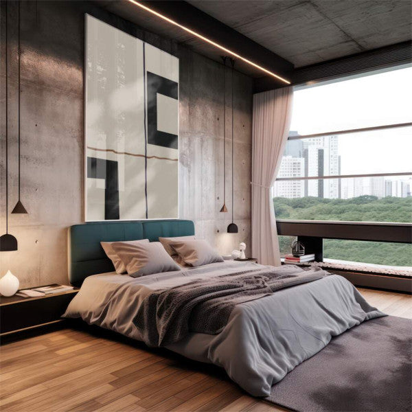Quadro Decorativo: Encanto Geométrico em Preto e Branco