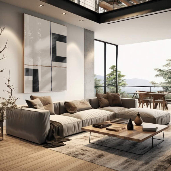 Quadro Decorativo: Encanto Geométrico em Preto e Branco