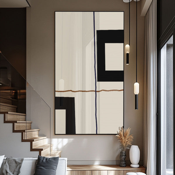 Quadro Decorativo: Encanto Geométrico em Preto e Branco