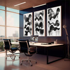 Quadro Decorativo Abstração Geométrica em Preto e Branco