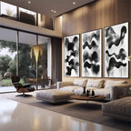 Quadro Decorativo Abstração Geométrica em Preto e Branco