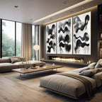 Quadro Decorativo Abstração Geométrica em Preto e Branco