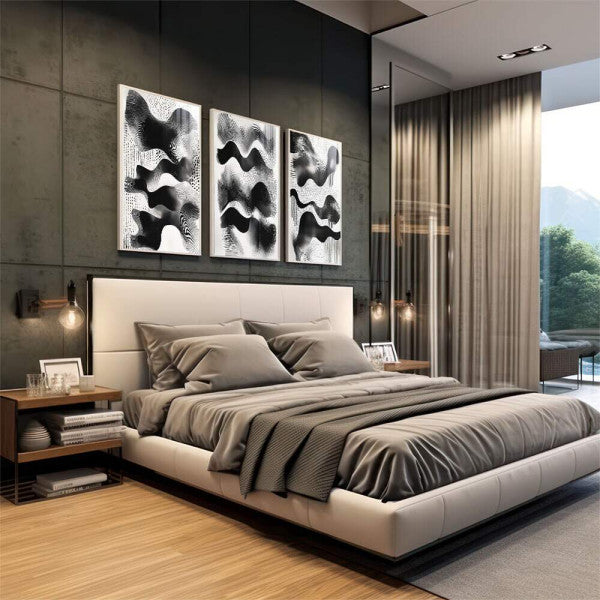 Quadro Decorativo Abstração Geométrica em Preto e Branco