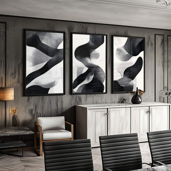 Quadro Decorativo Minimalista Abstrato Preto e Branco